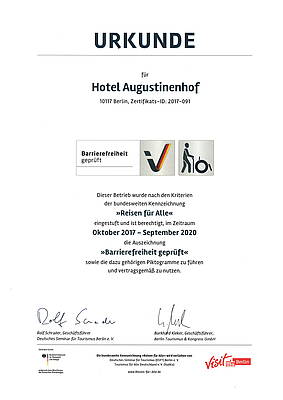 Urkunde Barrierefreiheit geprüft